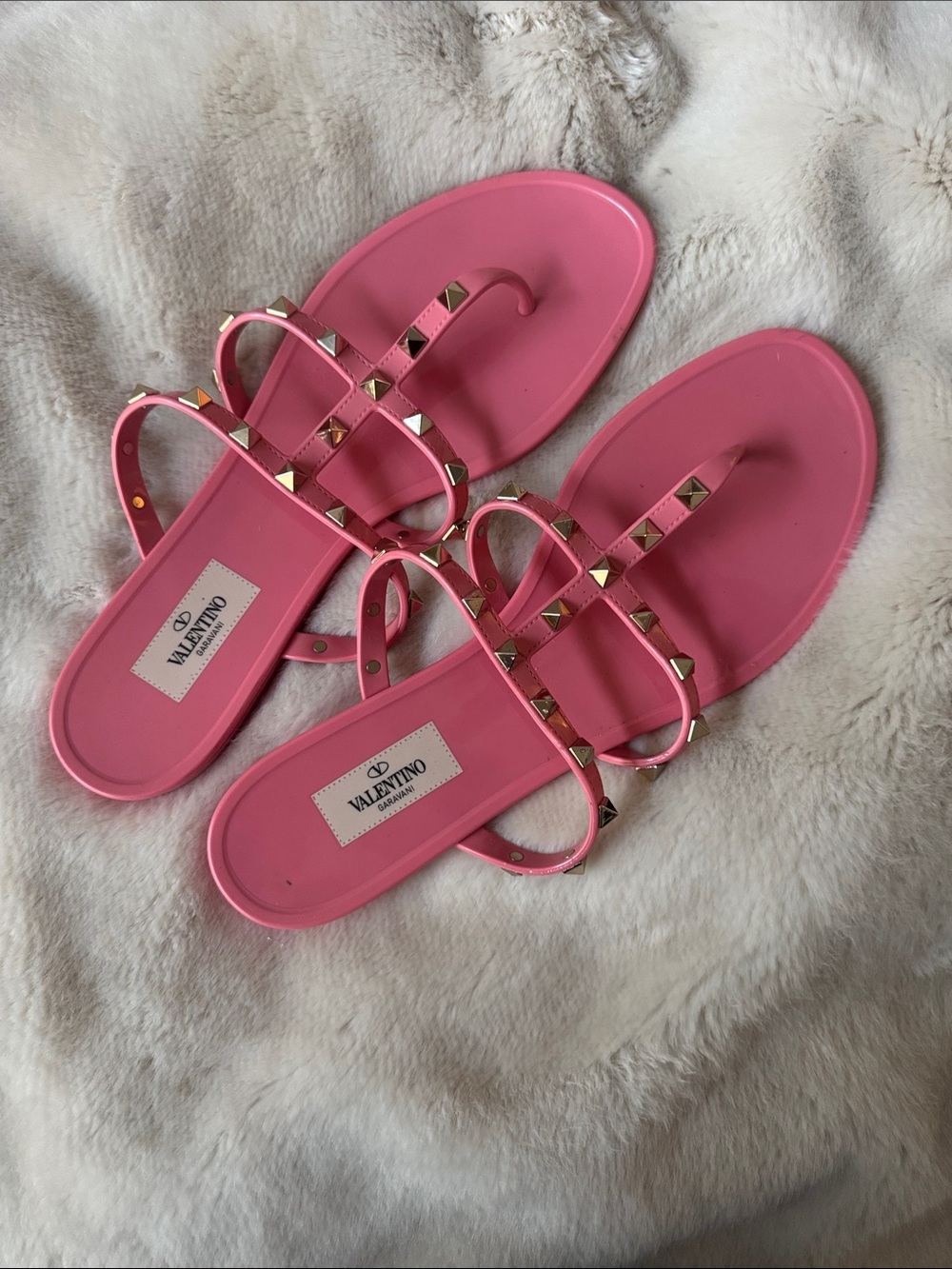 Valentino Garavani Rockstud  Strappy Flat Sandals 41
